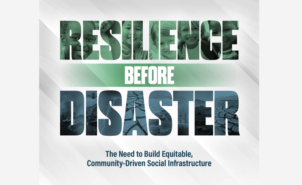 Screenshot of a report cover entitled "Resilience Before Disaster" from APEN